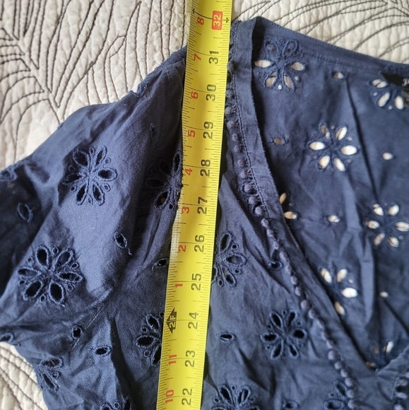 J.Crew V-Neck Beach Tunic Cover-up Eyelet Navy Cotton Small - Picture 9 of 12